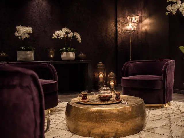 Kadife koltuklu, çay masalı bekleme salonu — Balmumcu, Masaj Salonun